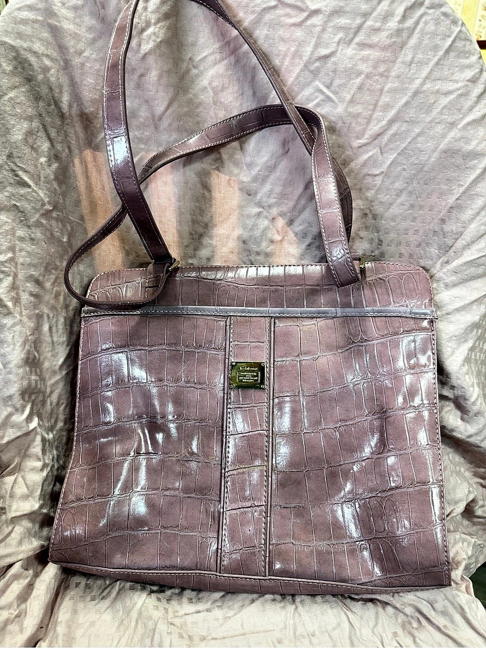 Liz Claiborne Crocodile-Embossed Tote in Pink